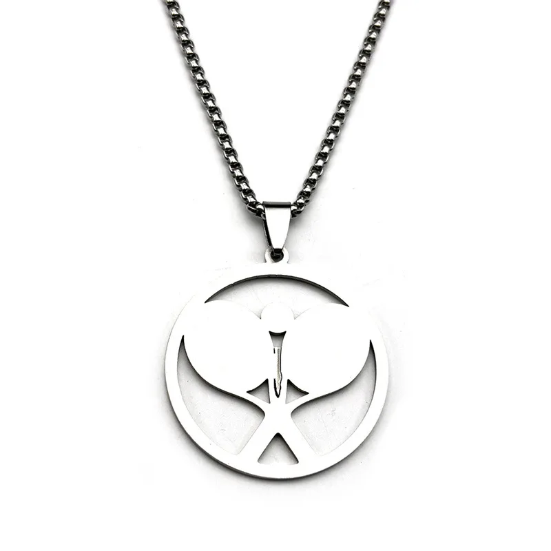 Creative New Design Tennis Racket Pendant Necklace Sporty Style Fashion Necklace Titanium Steel Unisex Jewelry for Daily Wear