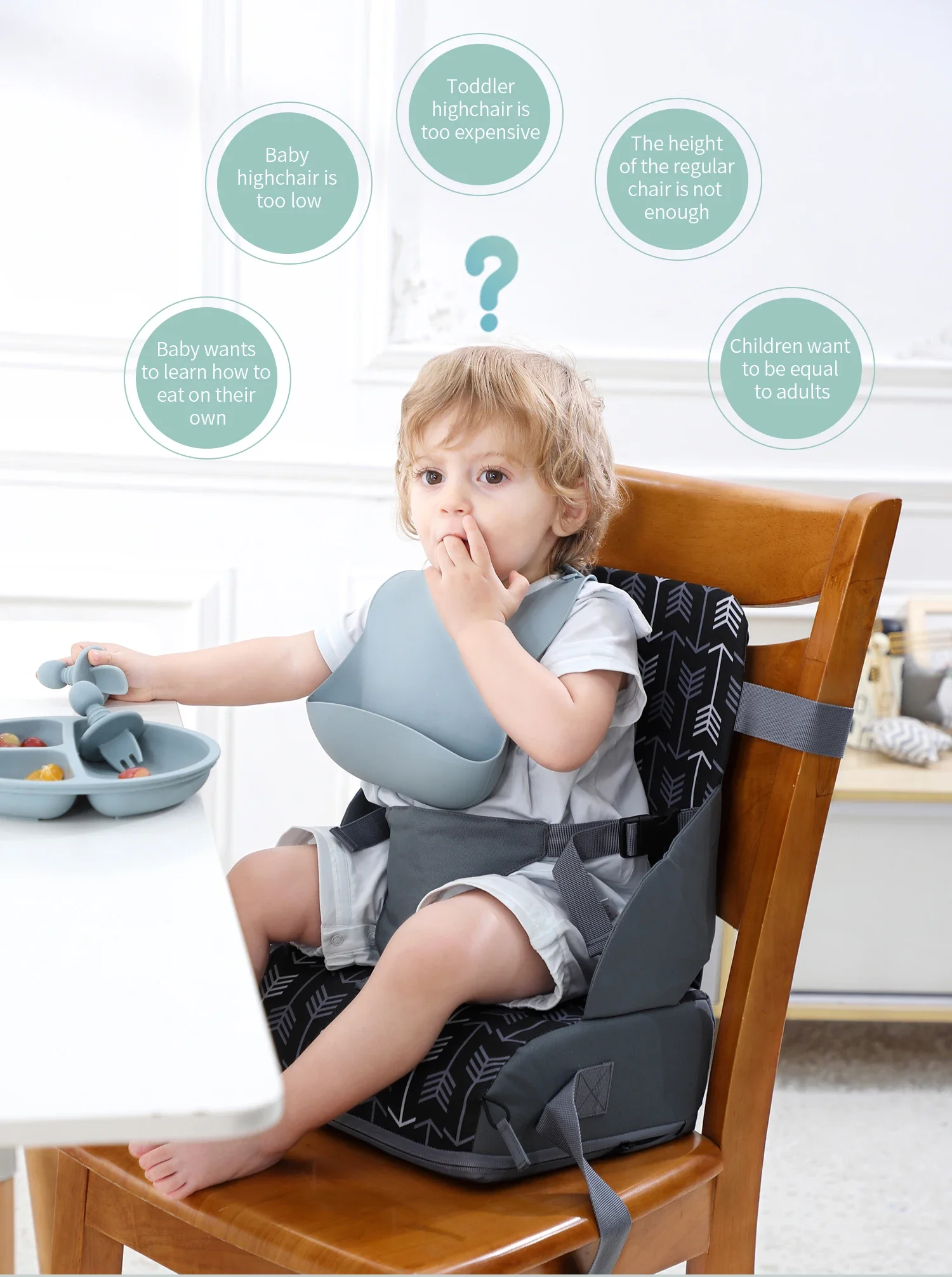 INSULAR-Siège pliable portable pour enfants, coussin haut, chaise de salle à manger pour bébé, fournitures de voyage pour enfants
