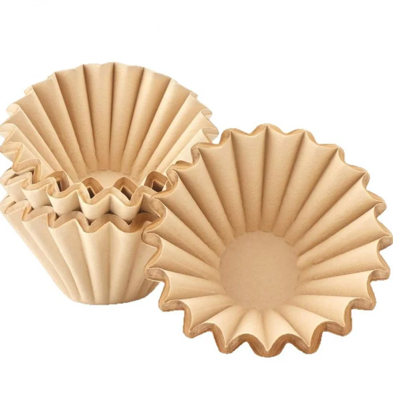 

【Shape Wave Pleat Coffee Filters 100 Pcs】 Natural Unbleached, for Even Extraction Coffee,Ideal for Home & Cafe Use