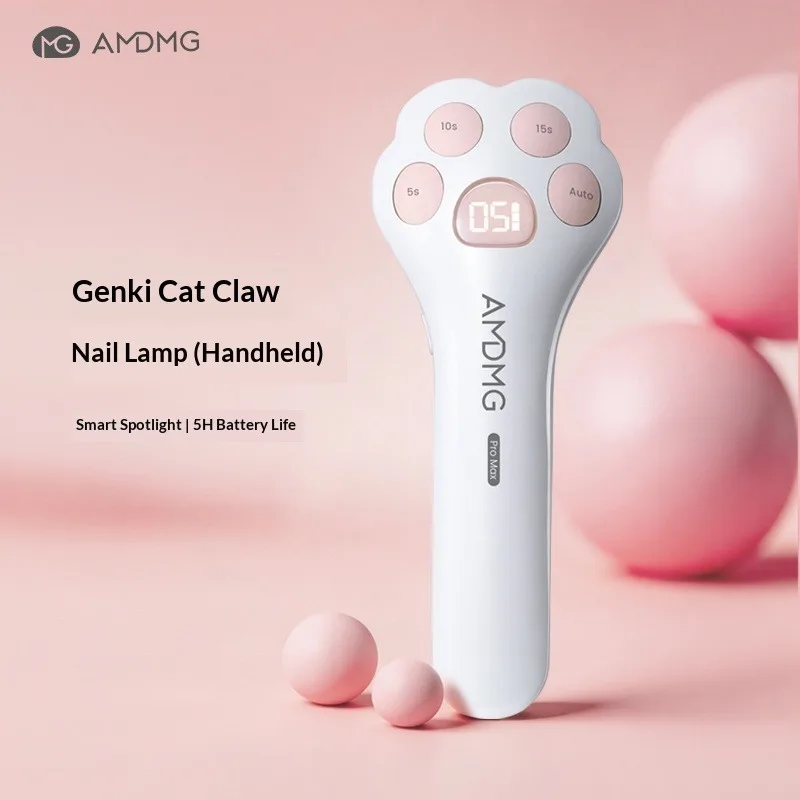 

Handheld Paw Nail Lamp 8W UV LED Nail Dryer 360° Full Coverage Smart Low Pain Timing Manicure Light 5000mAh Rechargeable