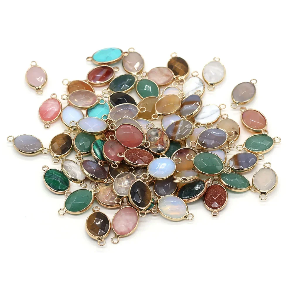 1PCS New Hot-selling Natural Semi-precious Stone Egg-shaped Cut Bread Edge Fashionable and Exquisite Connector Size 25x14x7mm