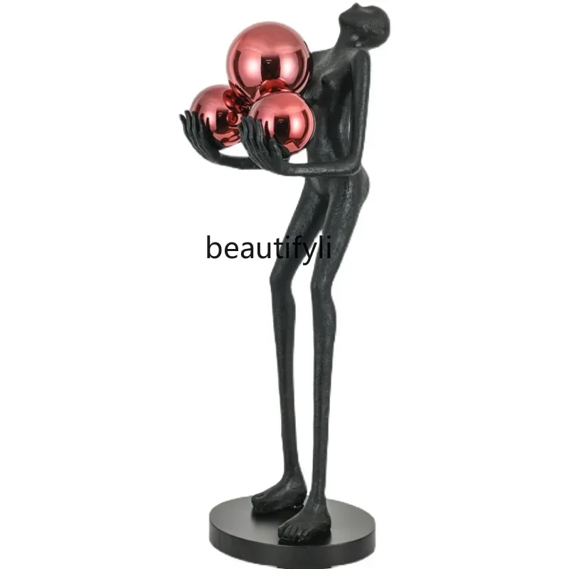 NQAbstract Creative Human-Shaped Art Sculptured Ornaments Living Room Light Luxury Figure Floor Lamp Hotel FRP Big Decorations