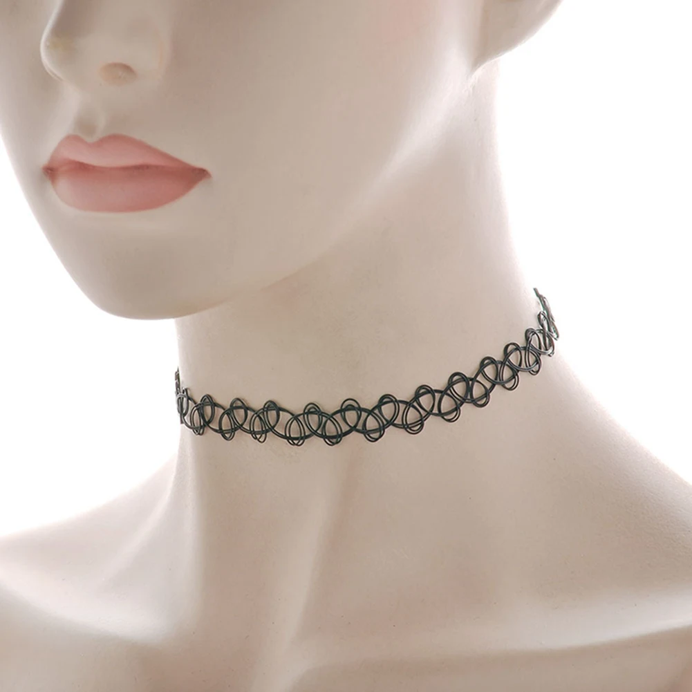 12 Stück/Set Vintage Bunte Halsketten Mädchen Gothic Choker Halsketten für Frauen Mädchen Tattoo Elastische Gothic Choker Halsketten – Detail 6