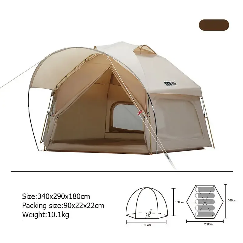 Automatic Tent Outdoor Camping Large Space Rain & Wind Proof  Double Layer Hexagonal Dome Portable Folding Tent Light Luxury