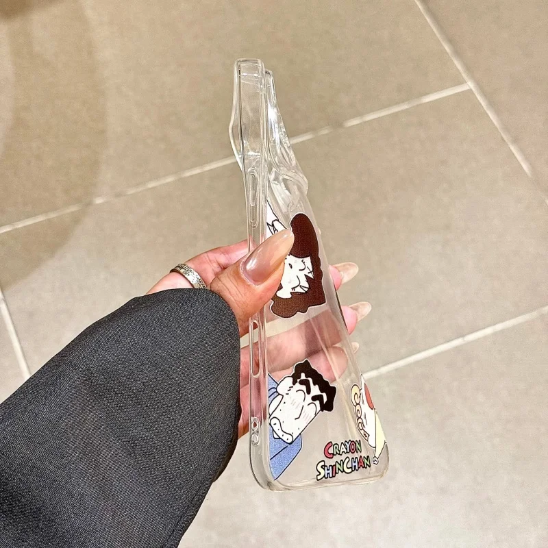 Милый чехол Shin-chan с карандашом для iPhone 11, 12, 13, 14, 15, 16, 17 Pro Max Plus Air mini Nohara Shinnosuke Shinchan, мягкий чехол
