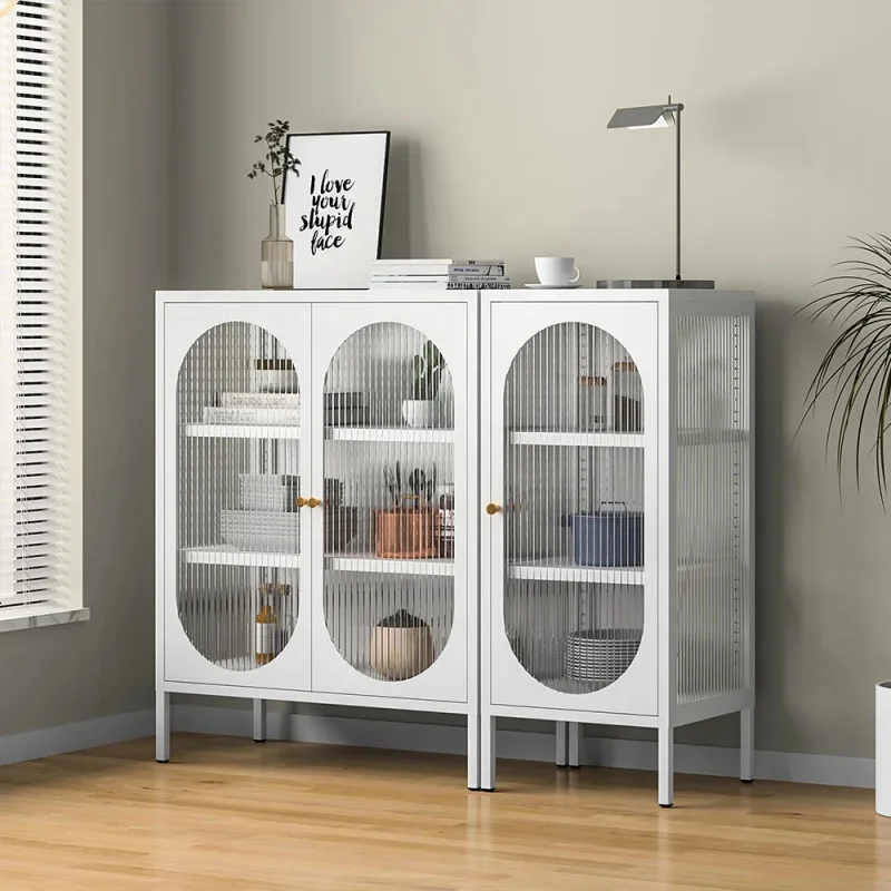 custom.Modern Minimalist Iron Sideboard with Tempered Glass Elegant Storage Solution Dining Room and Kitchen