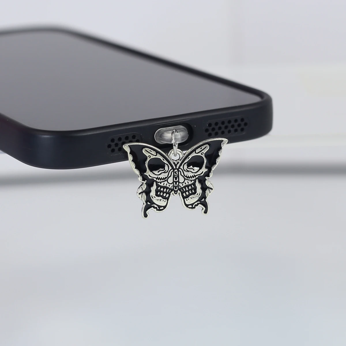 Mobile Phone Dust Plug Gothic Skull Butterfly Hanging Ornament Pendant Phone Accessories For IPhone For Samsung Type-c Port image 3