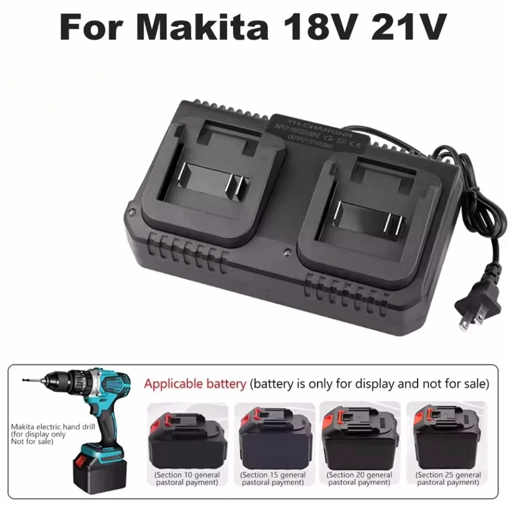 

Двухслотовое зарядное устройство 18В 21В Li-ion для аккумуляторов Makita BL1415 BL1815 BL1830 BL1850, для электроинструментов, с вилками EU/US