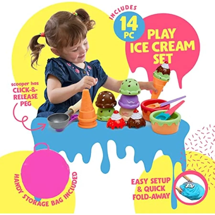 Kiddzery – tente de jeu pour camion de crème glacée, ensemble de jouets de simulation, maison de jeu de glace Pop Up, jouets avec bouton musical, naissance
