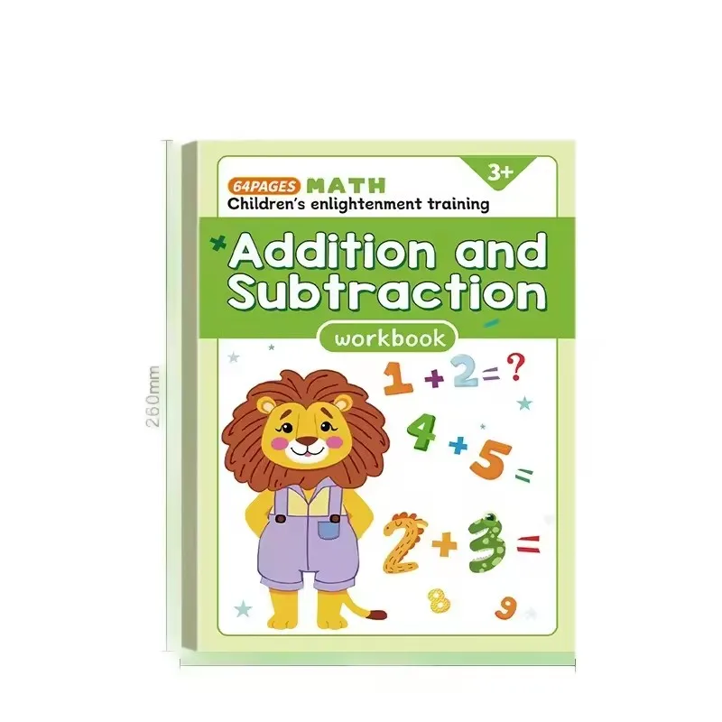 64-Page Arithmetic Question Book, Addition & Subtraction Within 10, Picture Column Decomposition Fun Calculation Book for Kids