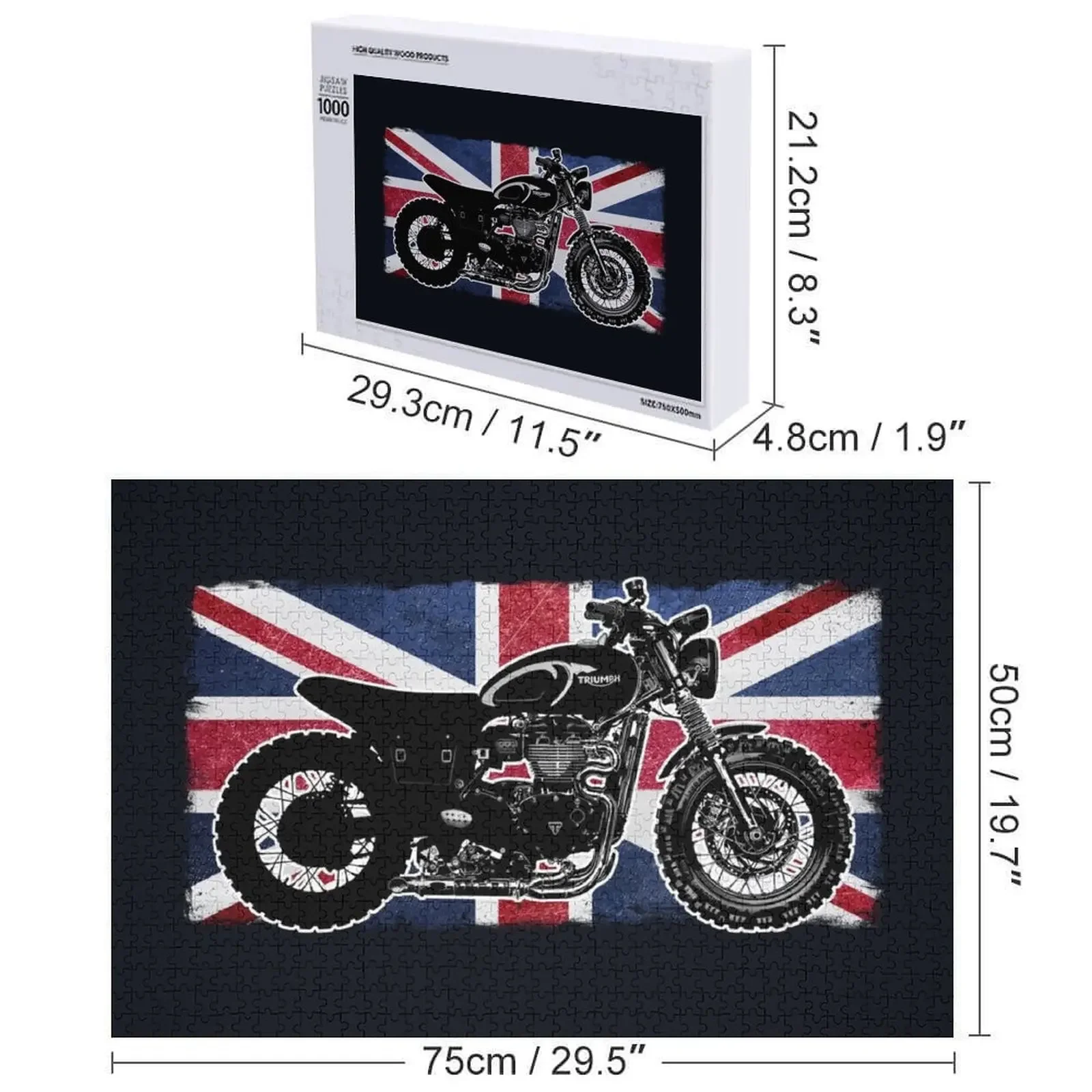 Benutzerdefinierte Scrambler britische Flagge Muscle Bikes Scrambler Bikes Puzzle individuelles Bild personalisiertes Kindergeschenkpuzzle