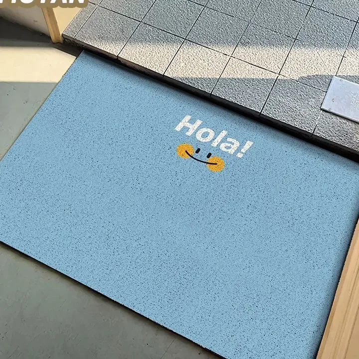 Simple solid color door mat, dirt resistant foot mat for entrance foyer, dust removal for entrance door floor mat, silk ring mat