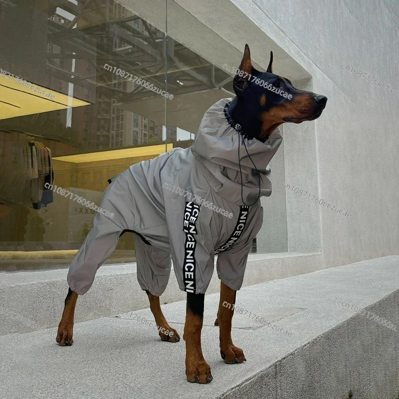 Large Dog Raincoat Reflective Waterproof Jacket Bulldog Doberman Greyhound Clothes Dogs Accessories Designer Pet Clothes