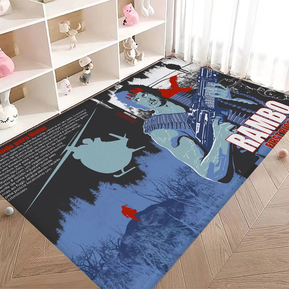 Classic Movies First Blood Rambo Room Mats Cheaper Anti-slip Modern Living Room Balcony Printed Welcome Rug