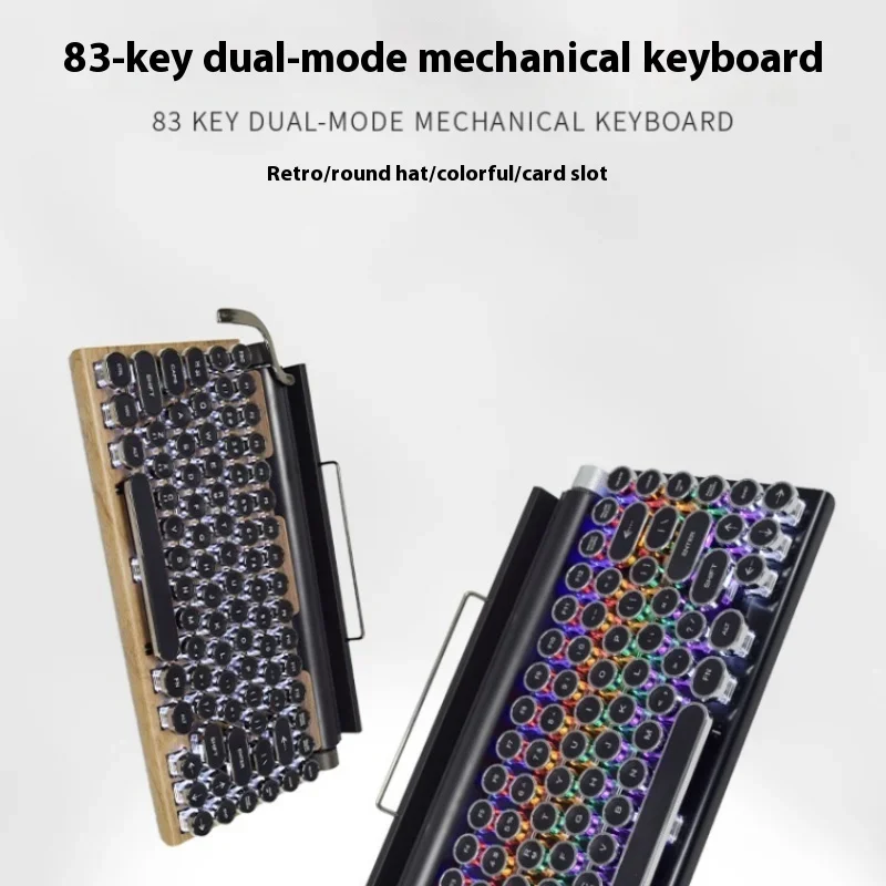

2024 Punk Retro Mechanical Keyboard Dual-Mode Full Key Hot Swappable Blue Axis E-Sports Game Home Office Mechanical Keyboard