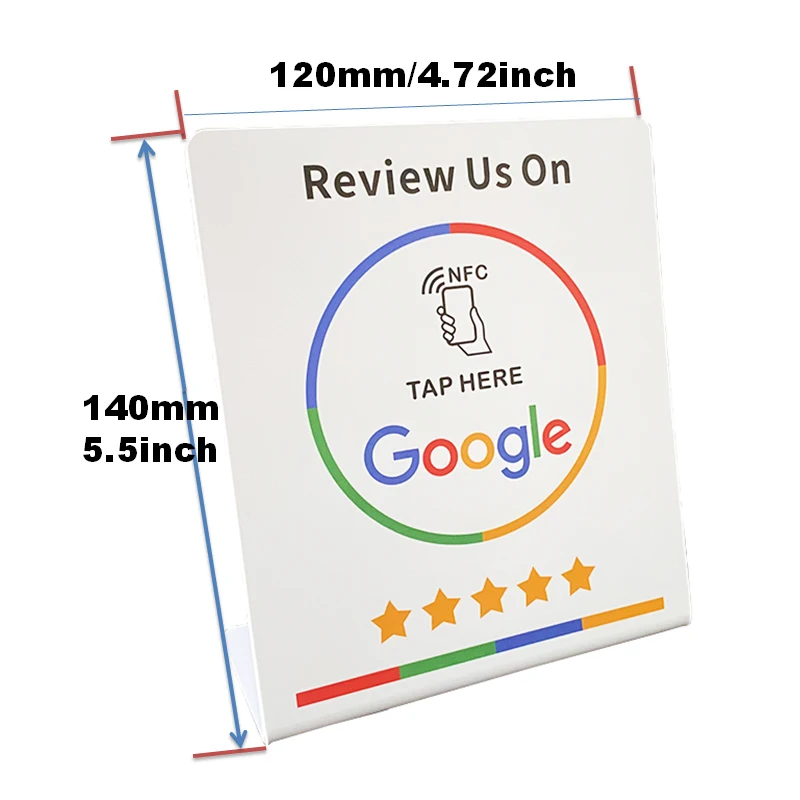 Tabela de suporte NFC programável de 13,56 MHz do Google Reviews  216 NFC Google Review Display