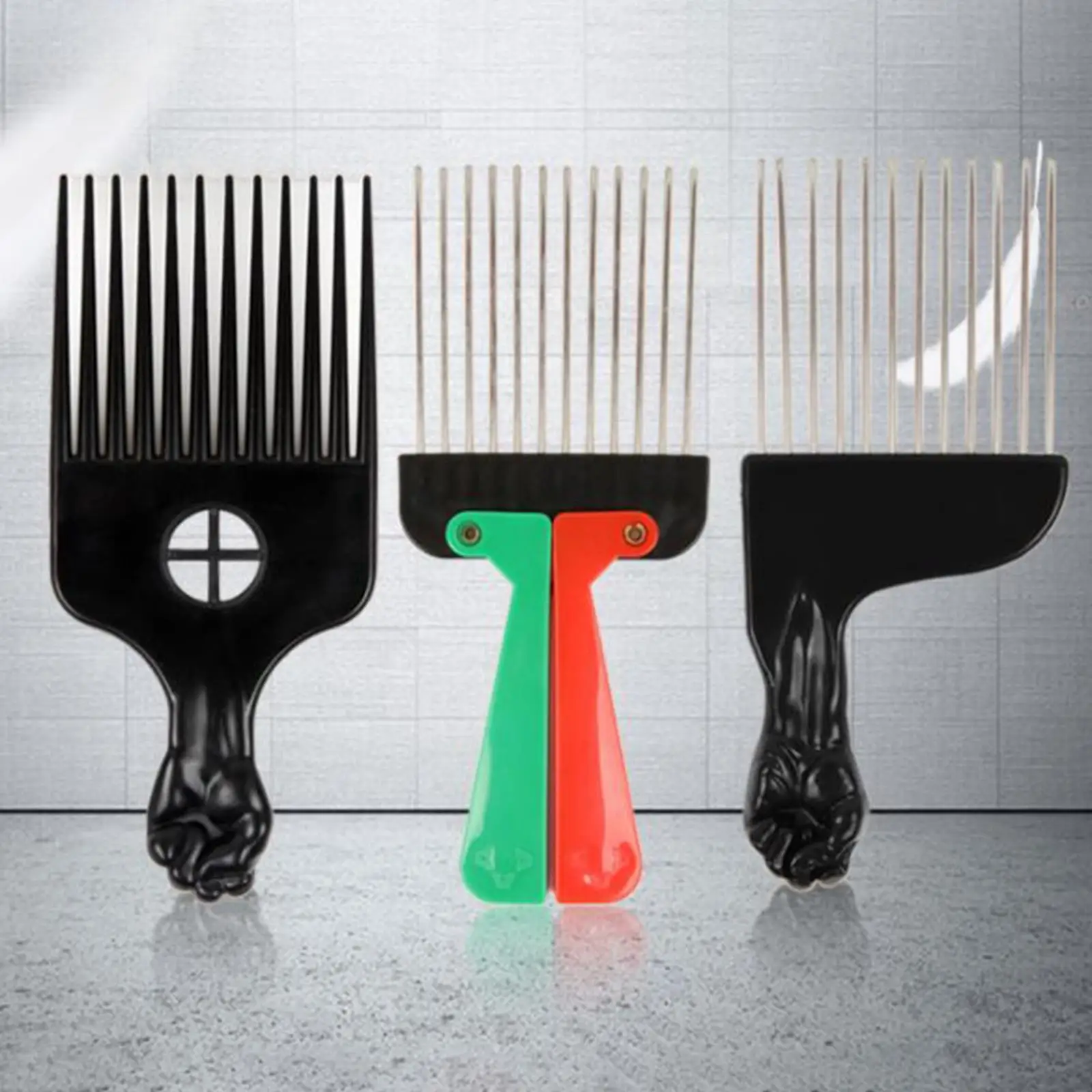 Foldable Handle Afro Pick Comb Colorful Hair Brush Detangler for Hair Salon Styling and Personal Haircare