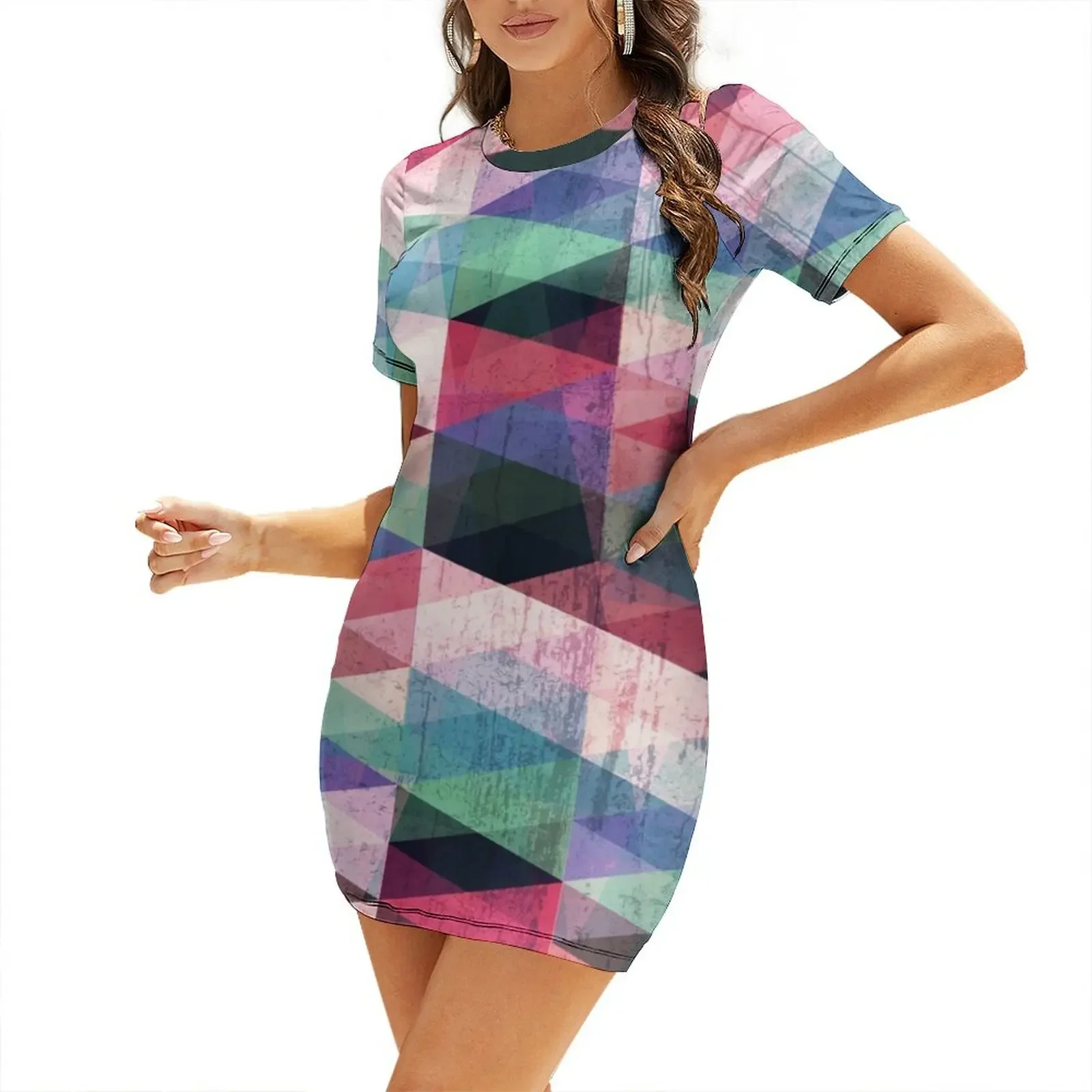 

Graffiti Short-Sleeved Dress Casual dresses party dresses woman Clothing women's dresses luxury