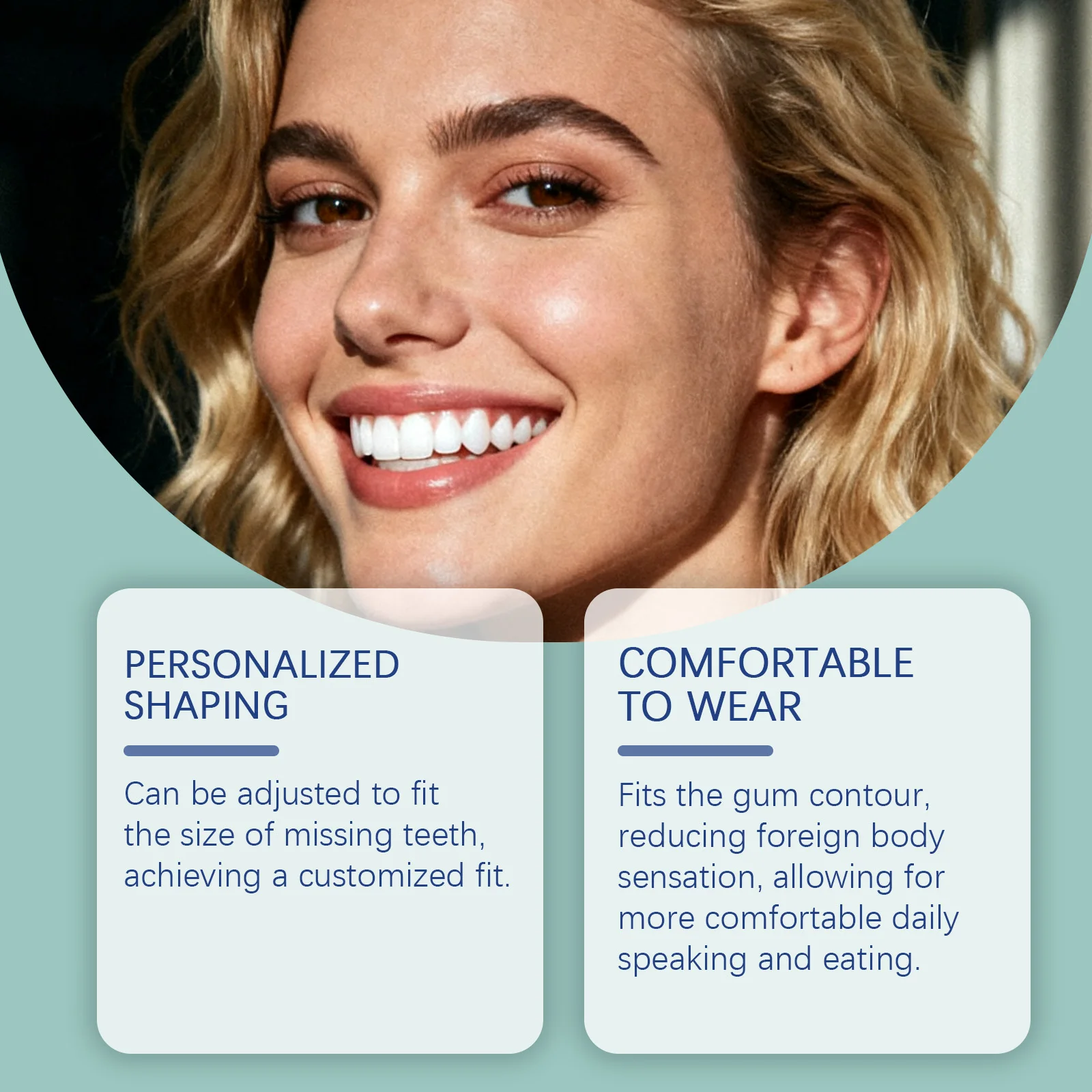 Temporary Denture Adhesive, Moldable Solid Dental Gel, Easy Convenient, Natural Comfortable Fit, Beautiful Perfect Teeth