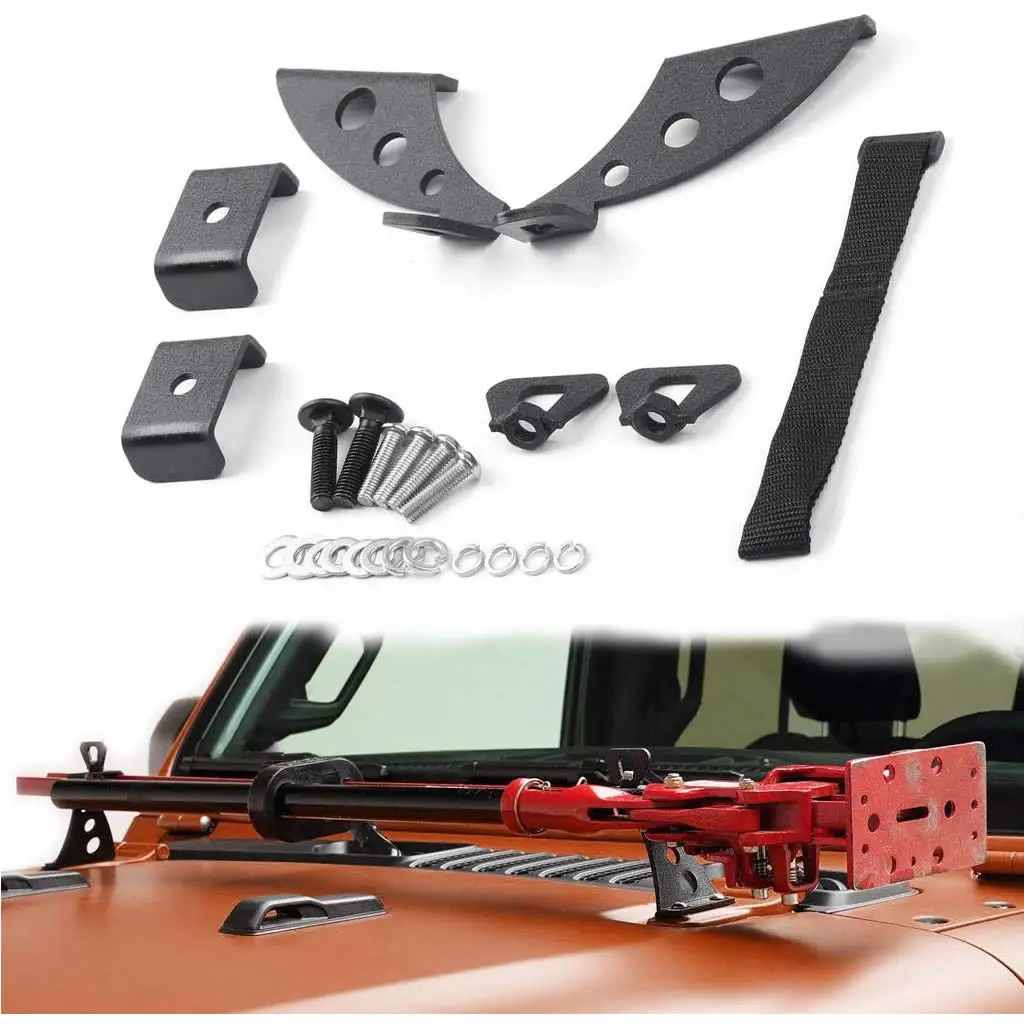 

Hi Lift Jack Mount Hood Hinge Bracket Fit for 2007-2019 Jeep Wrangler JK