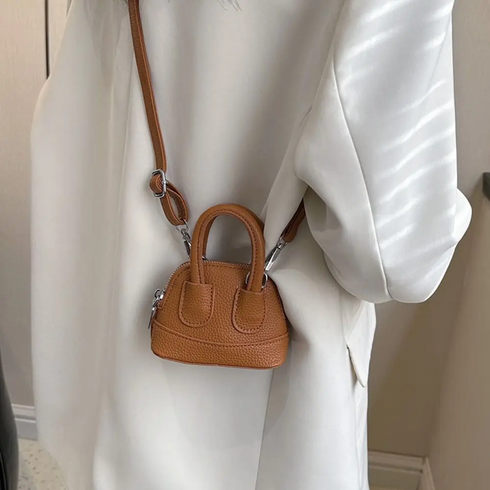 

Fashion Korean Style Mini Crossbody Bag Handbag PU Leather Shoulder Bag Pure Color All-match Shell Bag Girls