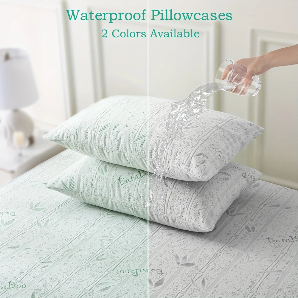 2Pcs Bamboo Fiber Pillowcases, Soft And Breathable Coolin Pillow Protectors, Noiseless And Suitable for Hot Sleepers with Zipper