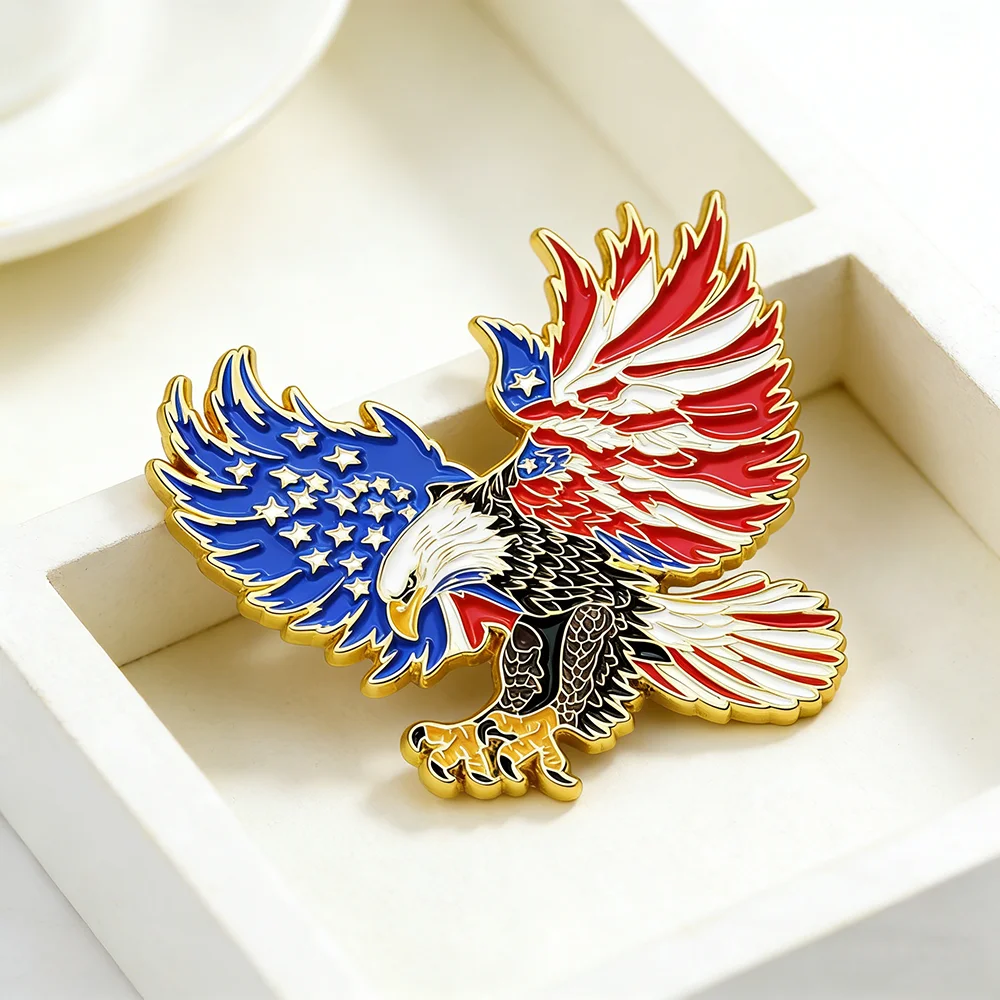 Weißkopfseeadler Amerikanische Flagge Emaille-Brosche USA Patriot Unabhängigkeitstag Feier Anstecknadel Nationaler Stolz Abzeichen Schmuck Geschenk – Detail 7
