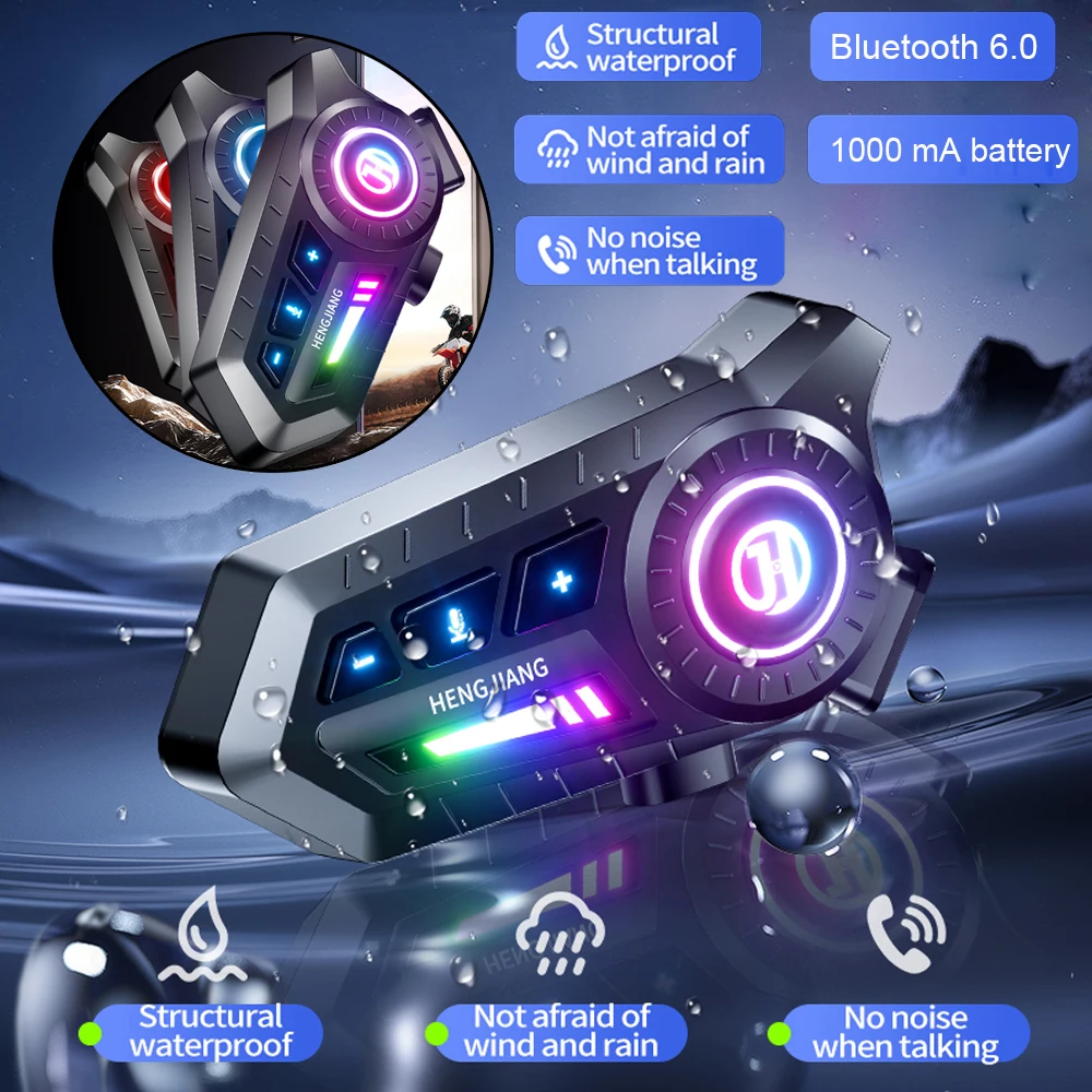 

Kebidumei X3 Bluetooth6.0 Motorcycle Helmet Headset Wireless MP3 Player 1000Mah Earphone With Soft Hard Mic for Universal Helmet