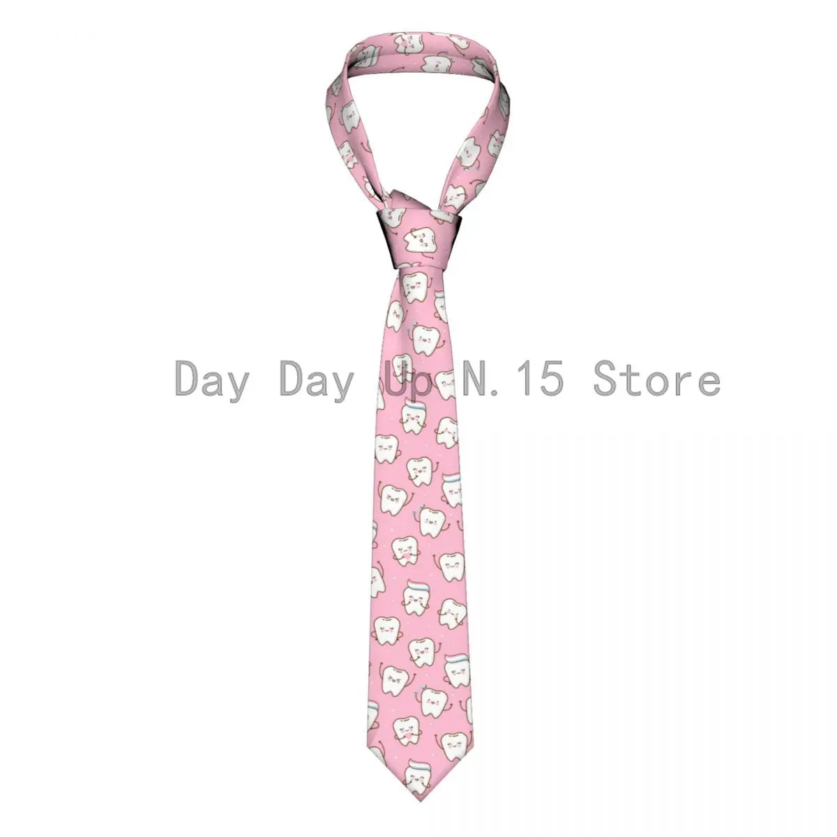 

Cute Teeth Pink Necktie Men Women Polyester 8 cm Neck Tie for Men Slim Narrow Daily Wear Gravatas Business