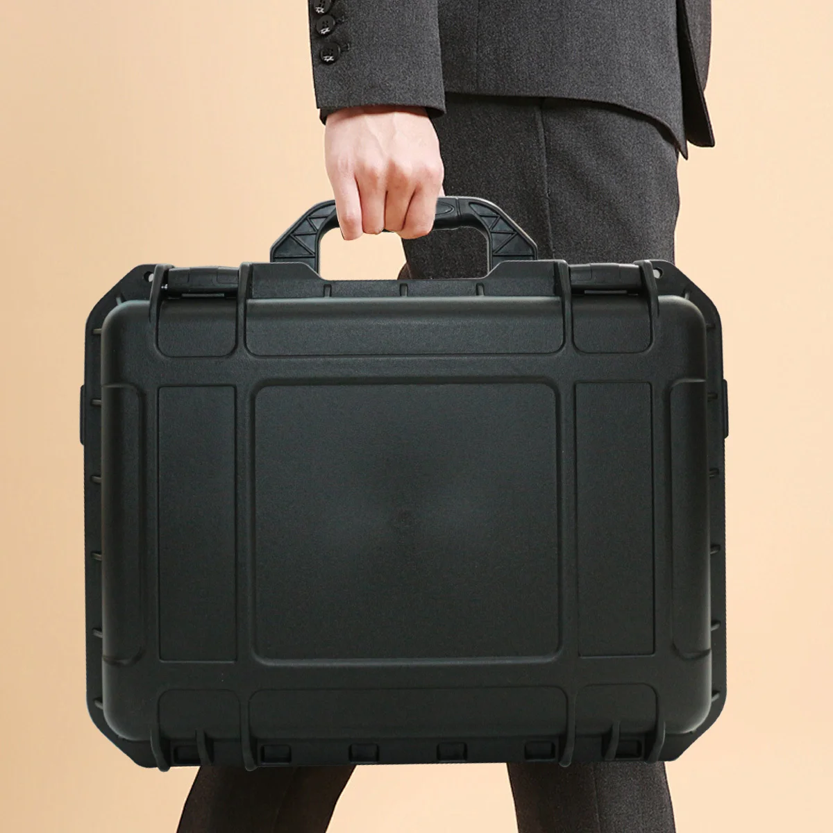 1 Waterproof Heavy-duty Protective Toolbox with Pre Cut Sponge Inserts - Durable Plastic, Shockproof Equipment Storage Box