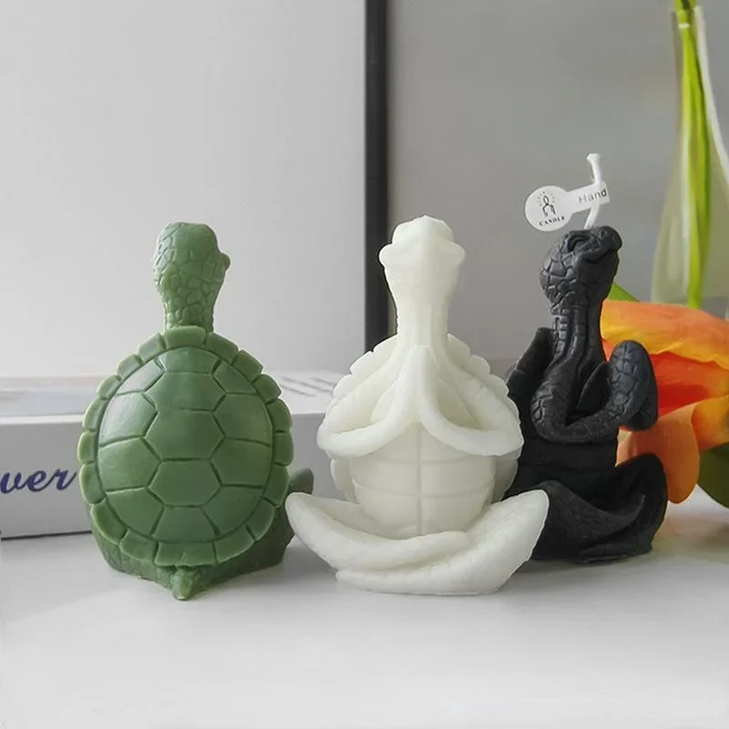 Meditation Turtle Silicone Candle Mold 3D Marine Animal Aromatherapy Plaster Soap Resin Make DIY Chocolate Cake Tool Home Gift