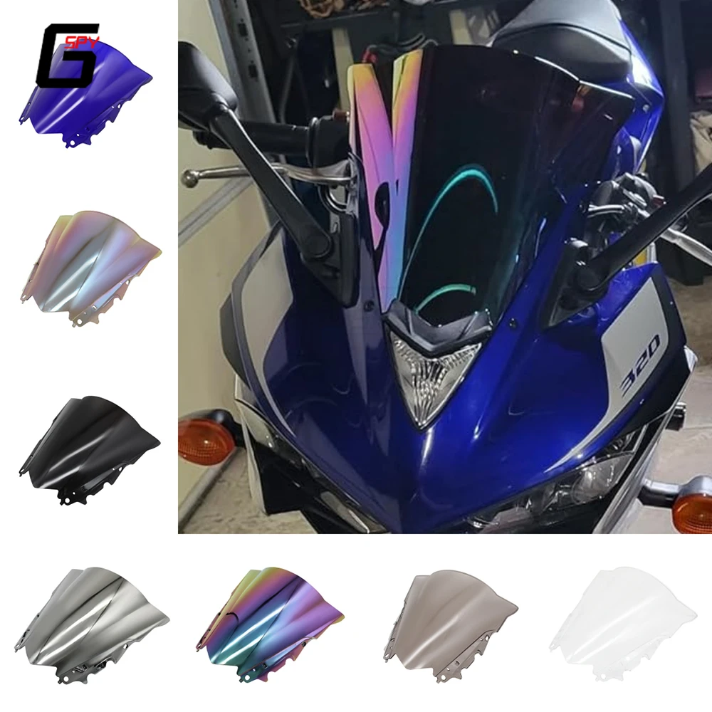 Motocycle Windshield Windscreen For Yamaha YZF R25 R3 YZFR25 YZFR3 2013-2018 Wind Shield Double Bubble Deflector Protector Cover