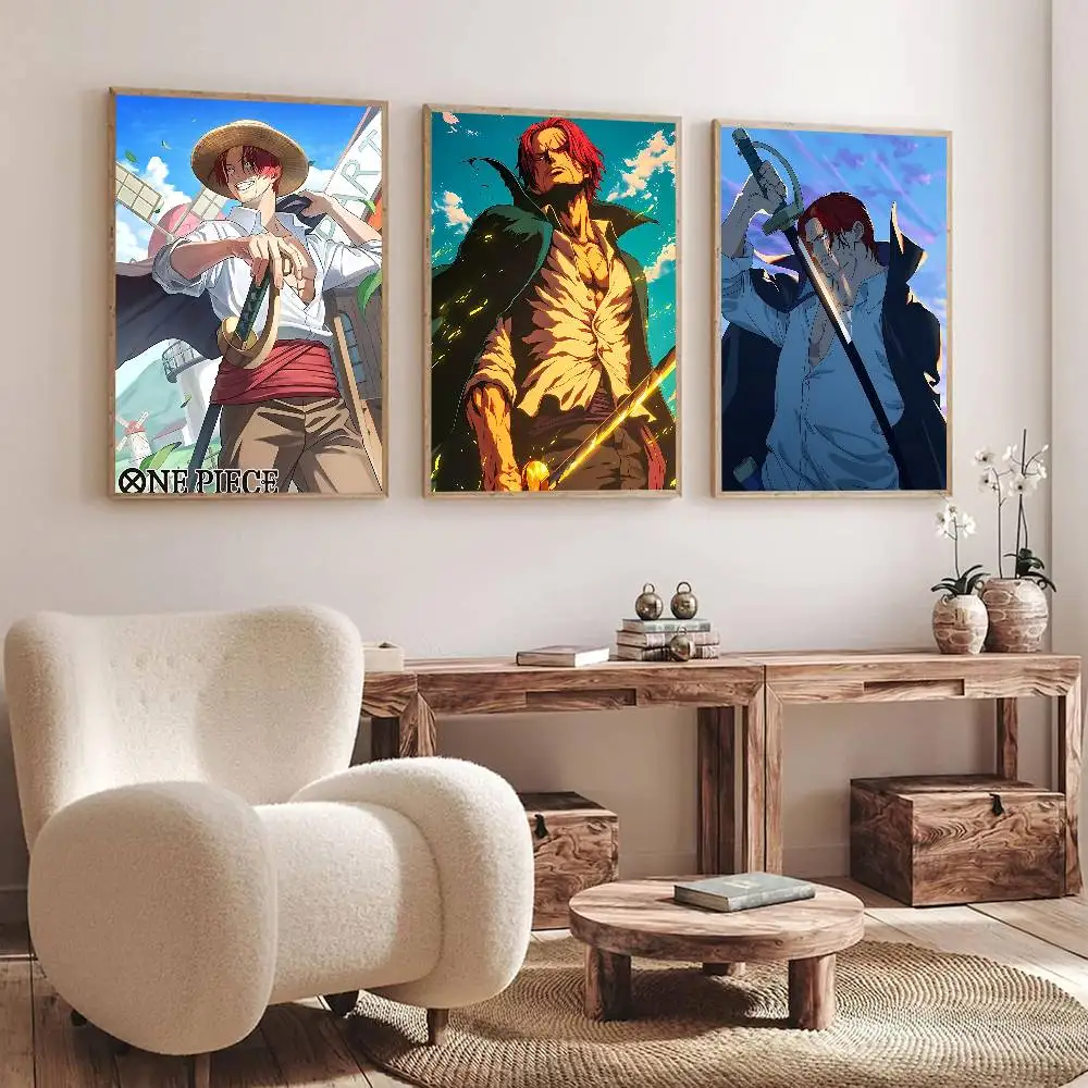 Anime O-One Piece Shanks Posters Fancy Wall Sticker for Living Room Bar Decoration Wall Decor