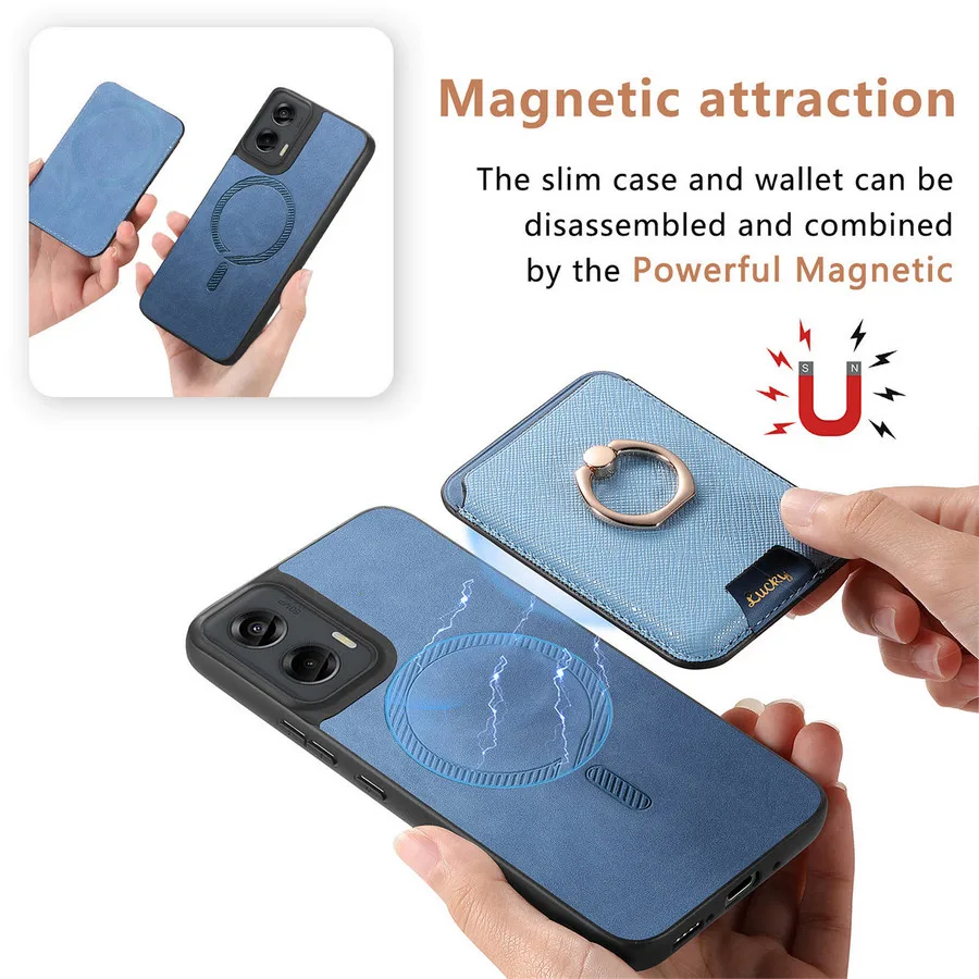 Edge60 فيوجن 5G المغناطيس الغطاء الخلفي لموتورولا موتو ايدج 60 فيوجن 2In1 انفصال حافظة بطاقات جلدية موتو G55 G45 G35 G34 Funda #2