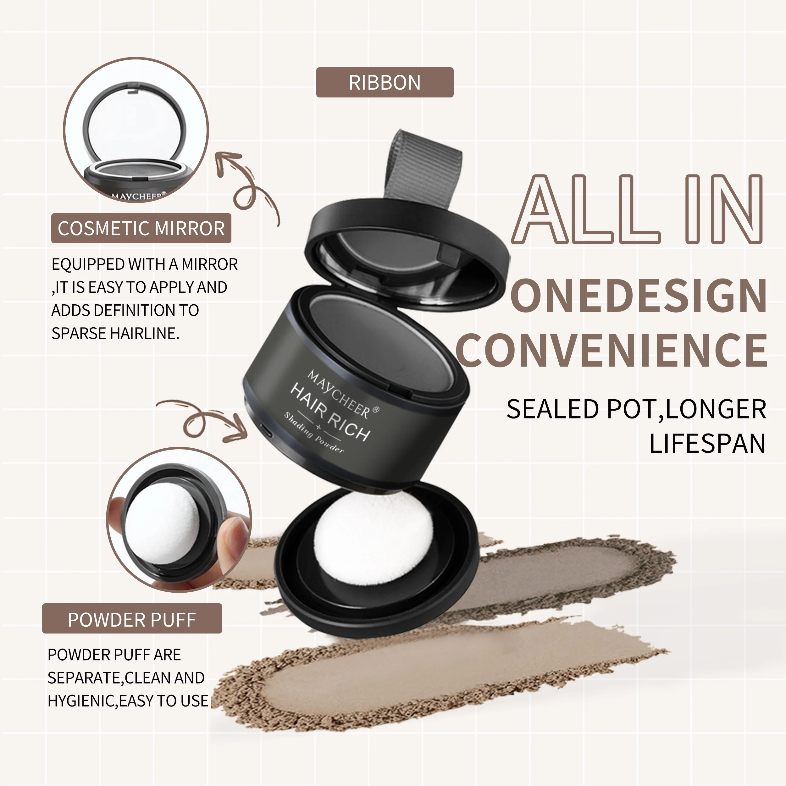 Hairline Contouring Powder 5 Color - Hair Repairing and Shadow Filling Forehead Hairline Replacement Makeup Tool