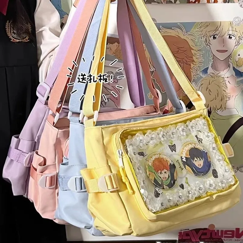 

Новая женская сумка через плечо в японском стиле с прозрачным окошком для открыток, для значков и DIY-декораций, сумка-тоут для аниме-выставок