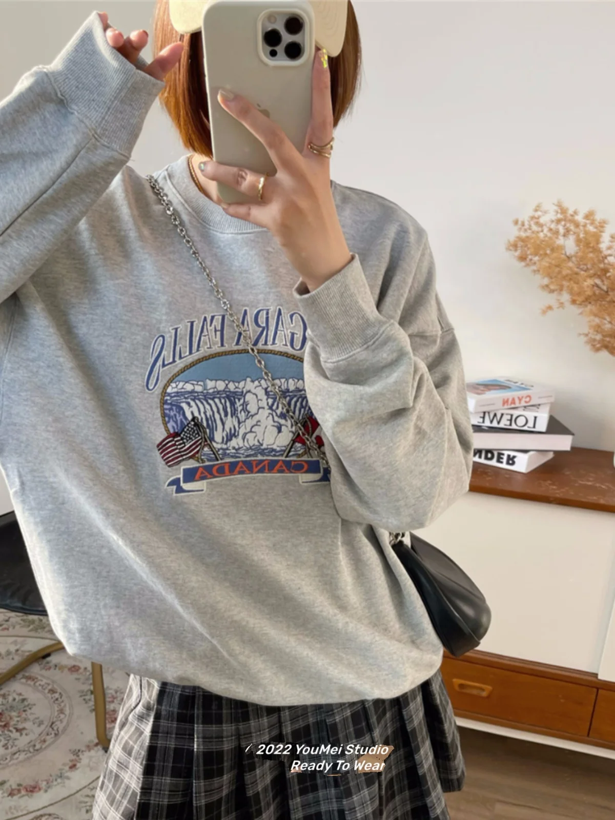 

Embroidered Sweatirt Women's Spring Autumn Loose Casual round Ne Capl Long Sve Comfortable Korean Sle Streetwear