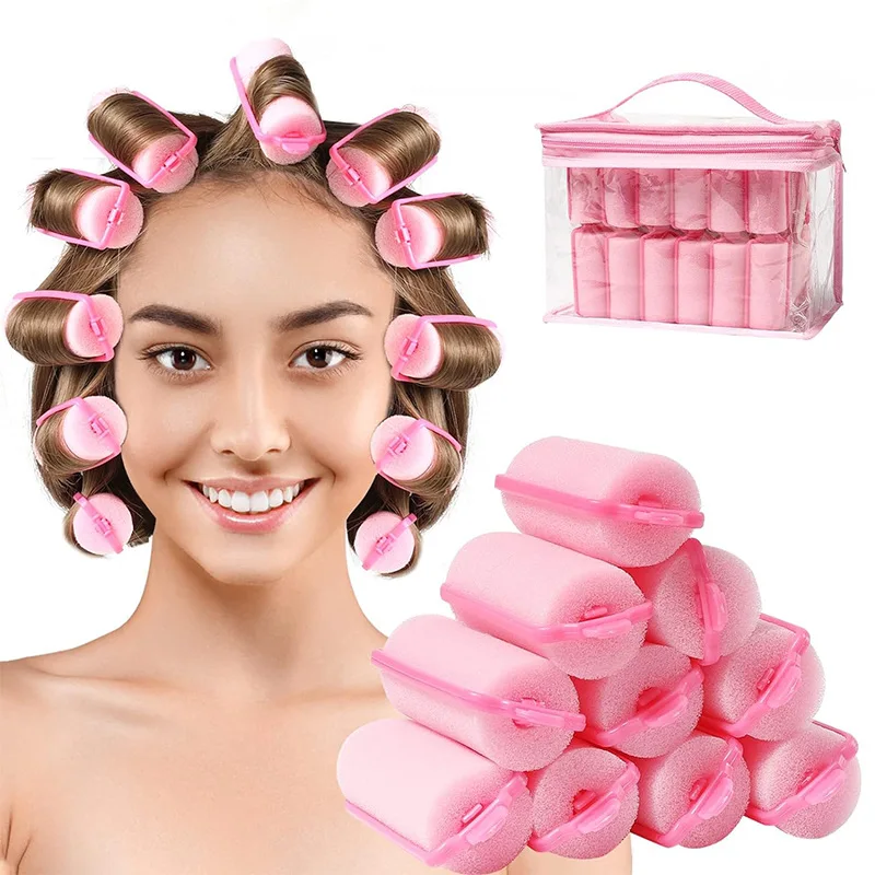 6-14 unids/lote rodillos de esponja para el cabello rodillo de espuma para el cabello rizadores de pelo para dormir rizadores de estilo flexibles rizadores de esponja Color aleatorio 2025