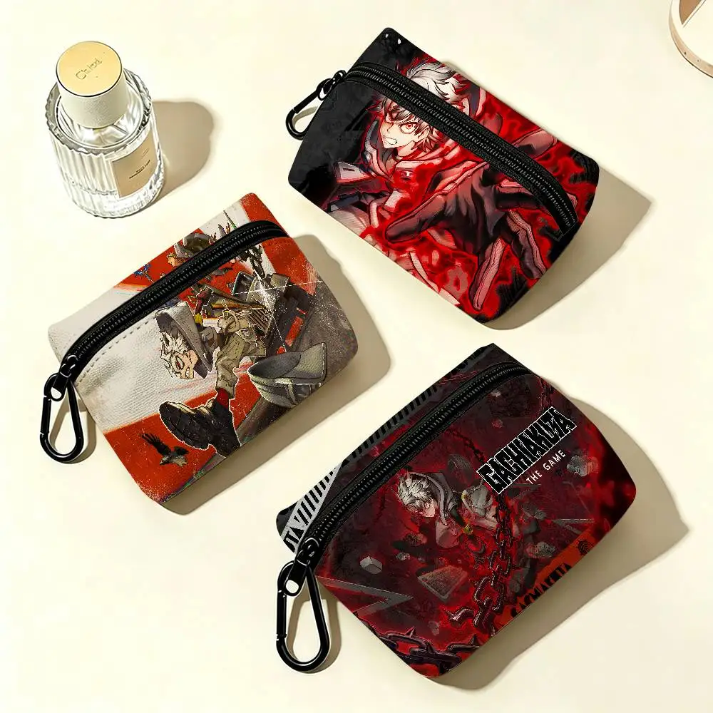 Anime Comic Gachiakuta An Lightweight Oxford Fabric Coin Purse With Black Carabiner Hook Card Holder Earphone Storage Pouch