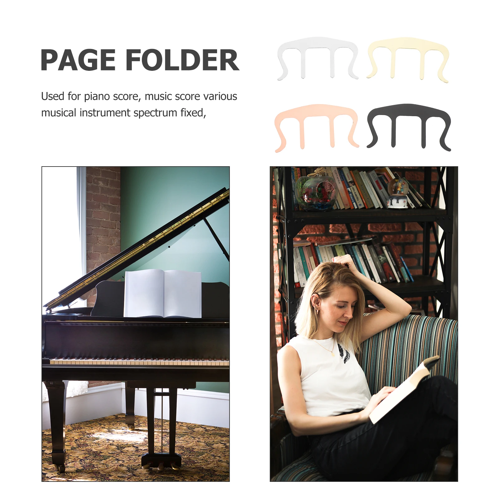 

4pcs Sheet Holder Iron Page Clip Piano Guitar Score Holder Large Size Shaped Music Sheet Clips Durable Music Book Clip For
