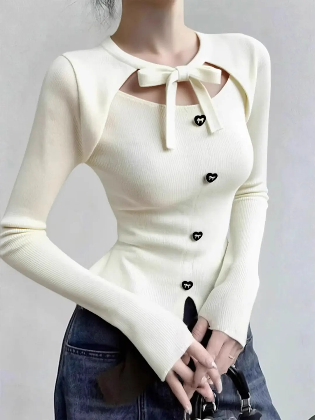 

Женская корейская трикотажная кофта с длинным рукавом, ажурная, приталенная, базовая, для зимнего сезона, дышащая, влагоотводящая, повседневная.