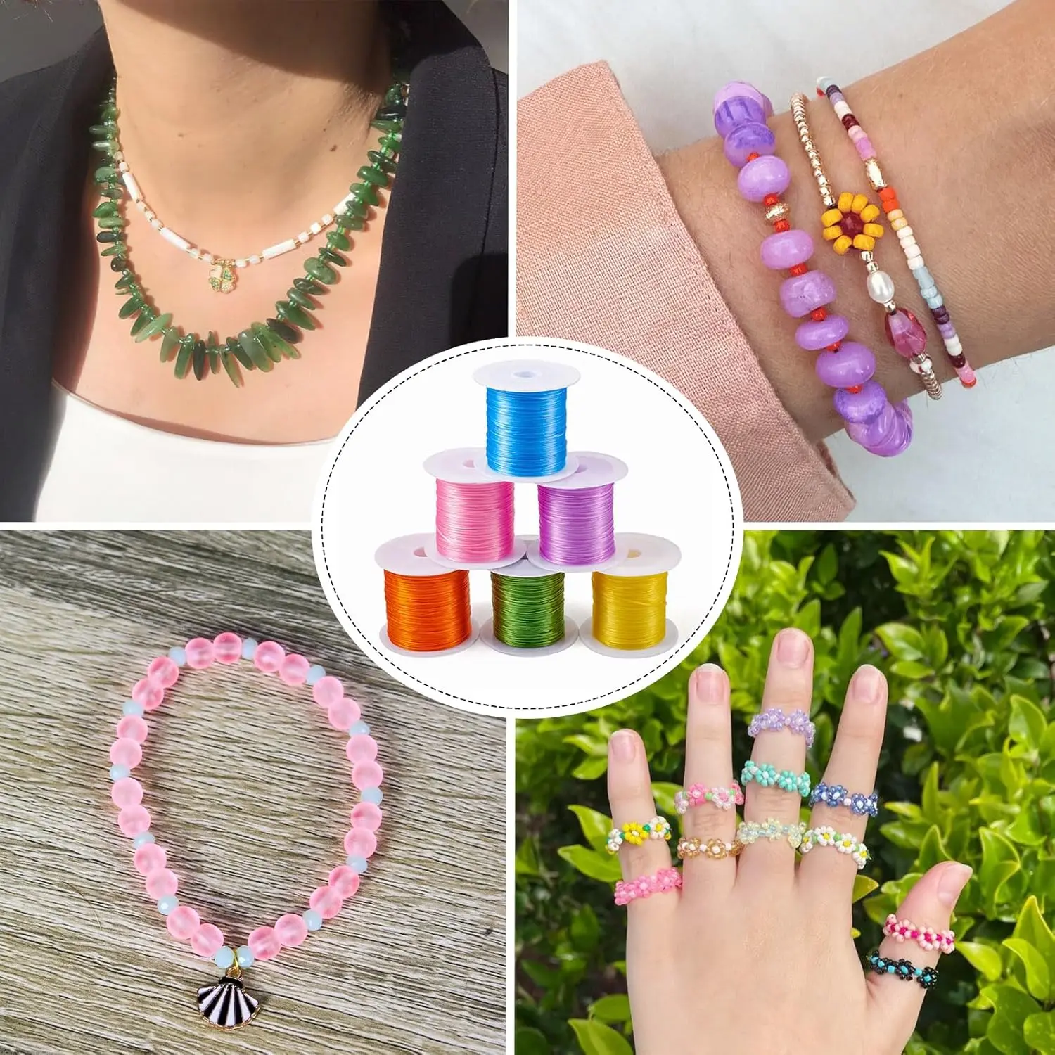 10M/Rolle Starke Elastische Kristall-Perlenschnur 1mm für Armbänder Dehnbarer Faden Halsketten-DIY Schmuckherstellung Kordeln – Detail 5