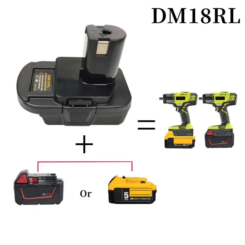 

DM18RL Battery Converter Adapter For Dewalt/Milwaukee 20V Li-Ion Convertor For RYOBI 18V Lithium&Ni-NH&Ni-CD Battery
