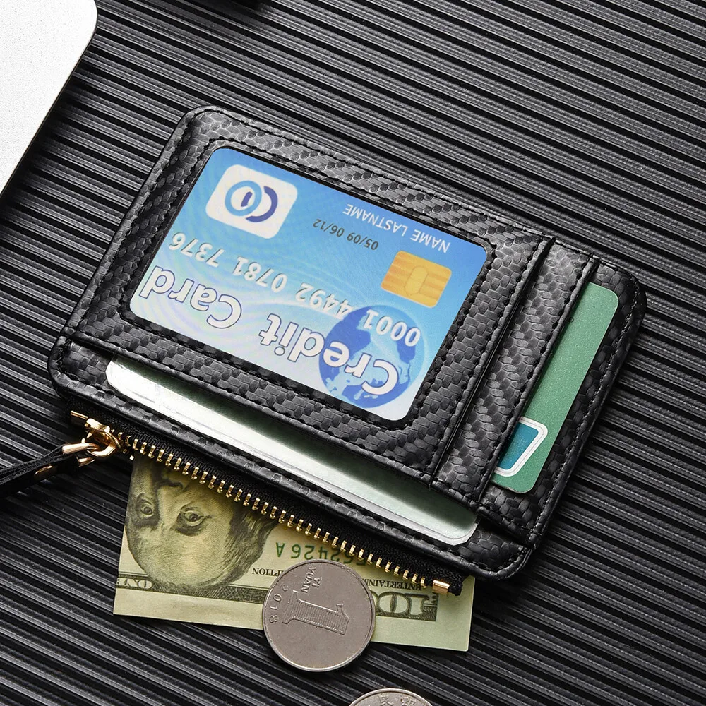 Carbon Fiber Ultra-thin Card Holder for Men Multi-card Slot ID Card Holder Compact and Portable Card Cover Mini Coin Purse