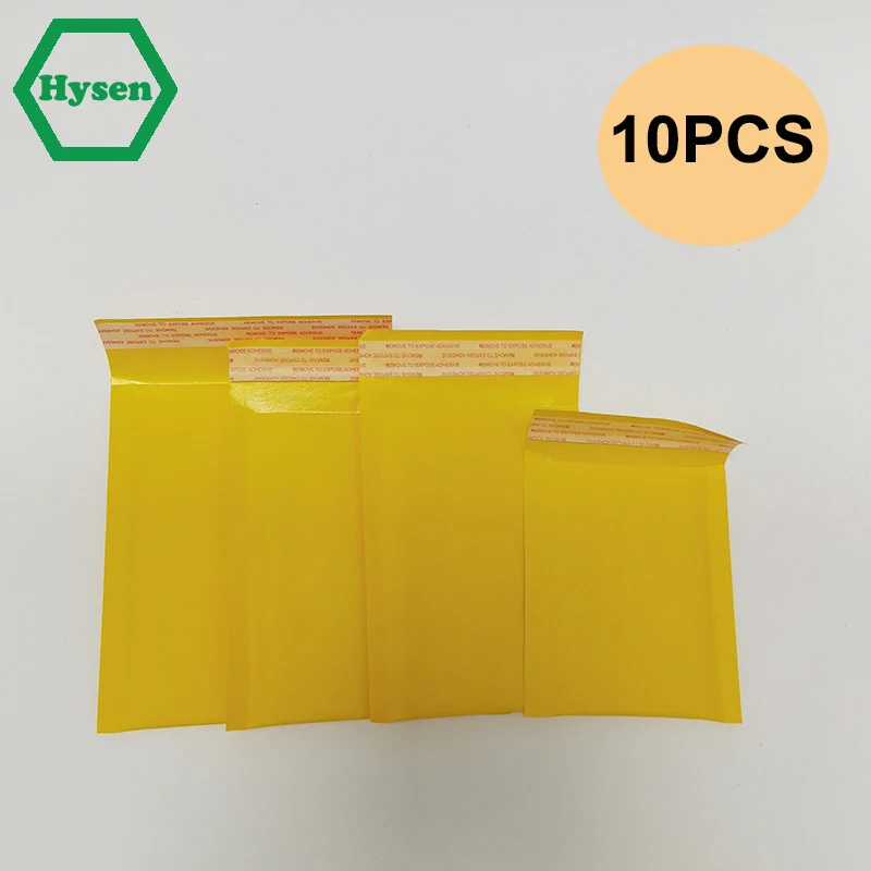 hysen 10 pecas atacado bolha mailer amarelo kraft papel auto selagem acolchoado envelope bolsas de embalagem para o negocio correio bolsa 01