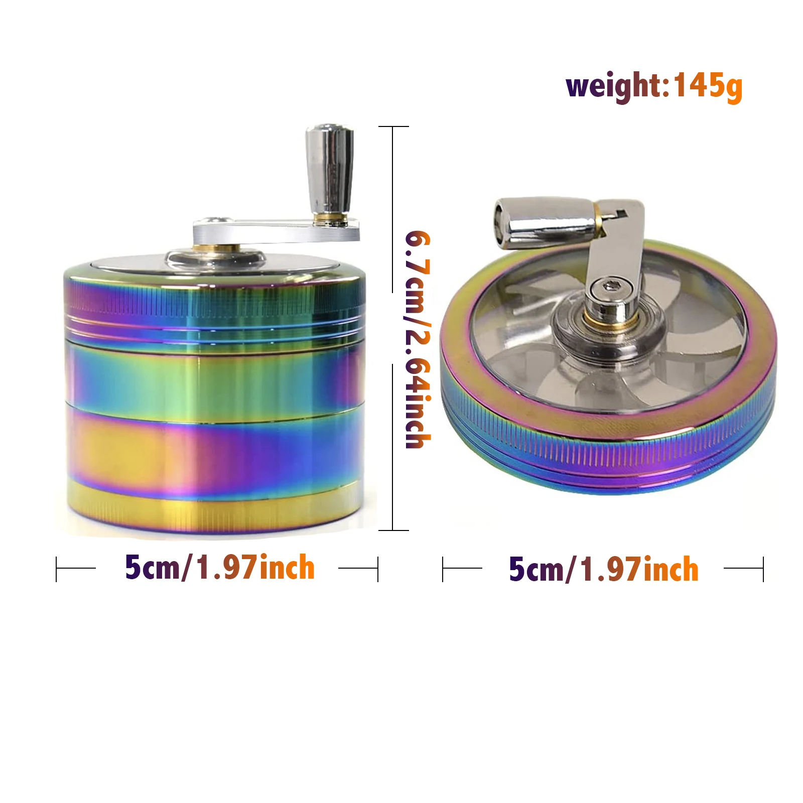 1pc, 4-layer metal hand-cranked cigarette grinder, Creative Grinder, Colorful Hand-cranked Metal Grinder For Kitchen, Spice Grin