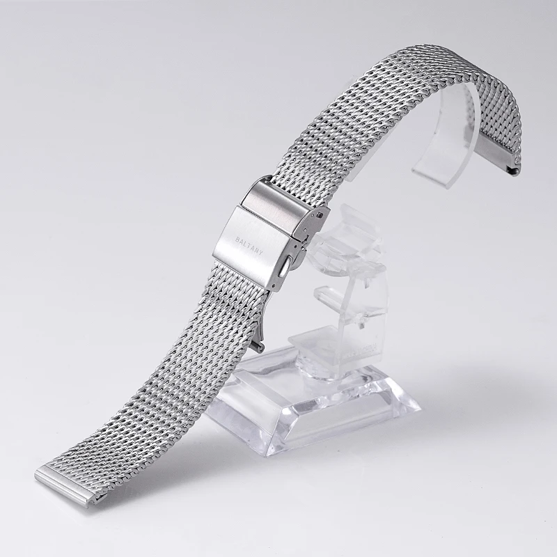 316L Stainless Steel Mesh Belt 18mm 20mm Hanging Buckle Folding Buckle Metal Universal Watch Weaving Bracelet Strap