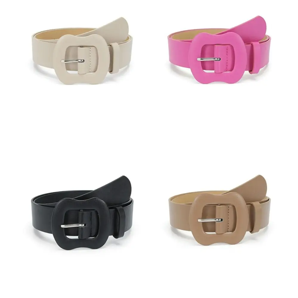 

PU Leather Metal Buckle Belts Trendy Korean Style Candy Color Women Waistbands Wide Korean Waist Belts Female