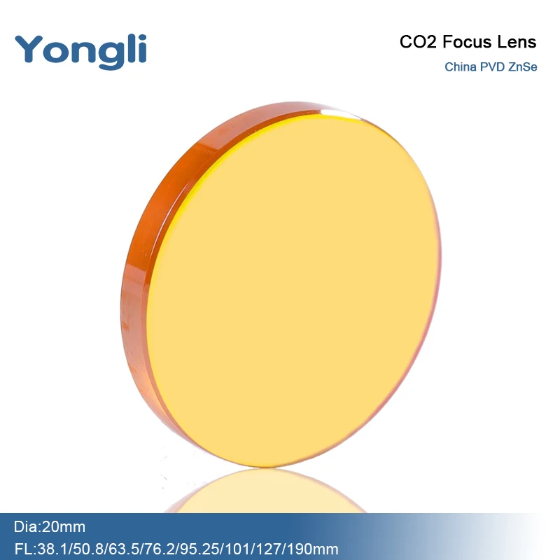 Yongli Dia.20mm Focus Lens PVD ZnSe FL 38.1 50.8  63.5 76.2 95.25 101 127 190mm Laser Equipment Parts