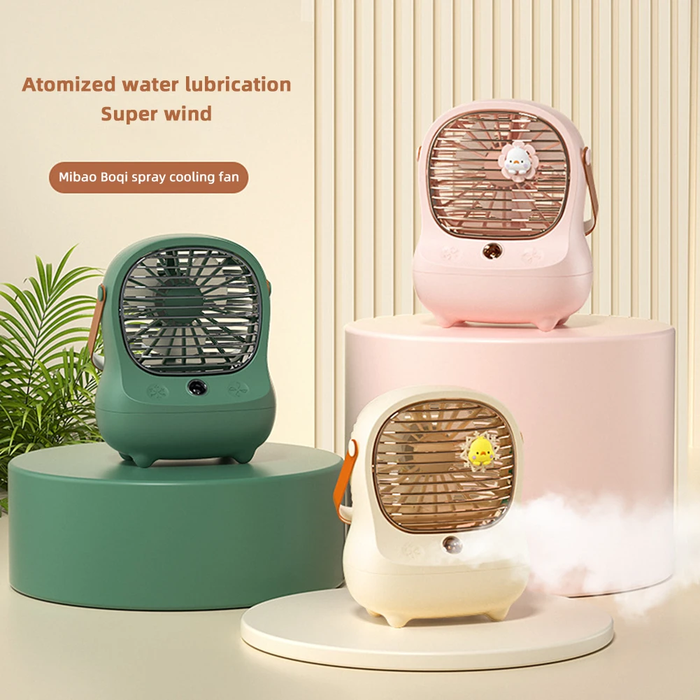 Ventilador inalámbrico de escritorio con pulverizador, ventilador de mesa recargable con batería de larga duración, para sala de estar y oficina